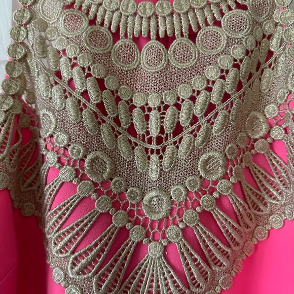 Lilly Pulitzer Pearl Romper, hot pink with gold detail, skort, size 8, Barbie - Picture 4 of 9